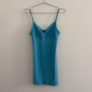 Formula X Vintage Y2K Blue Cami Mini Dress Twist Front 6242-1 Large